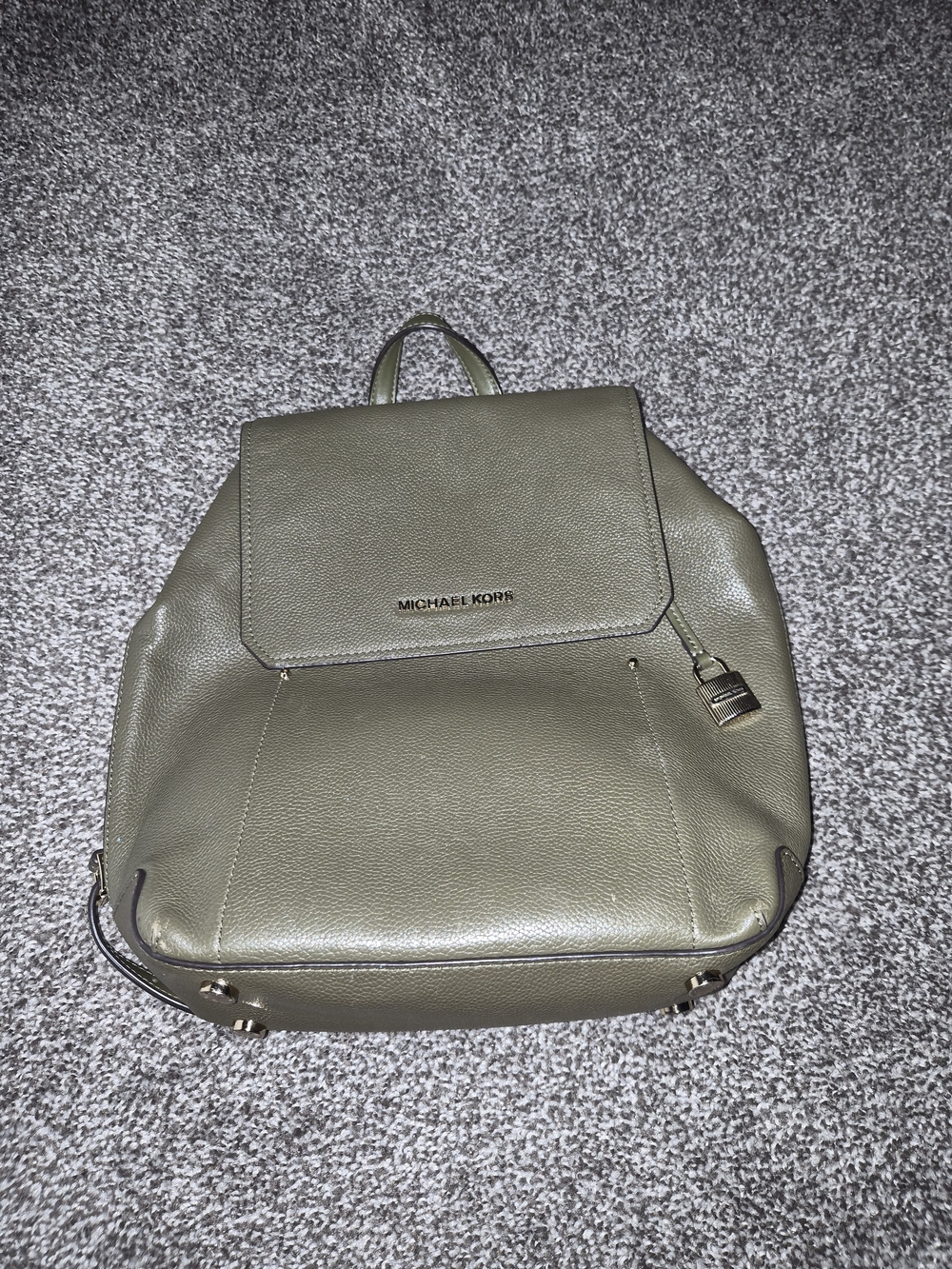 Michael Kors Olive Green Leather Backpack